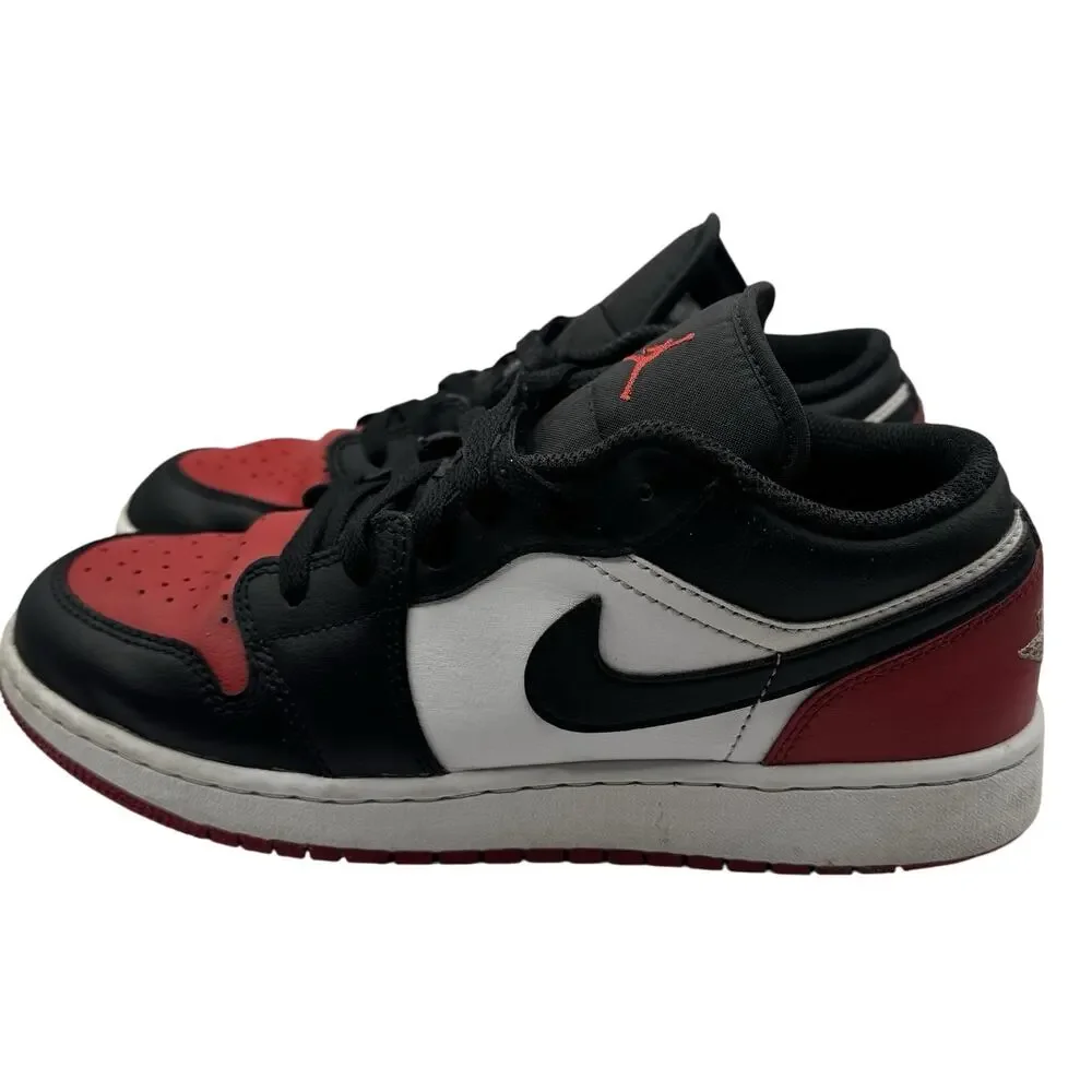 Air Jordan 1 Low GS Bred Toe 2.0 553560-161 Black Red White 6.5Y